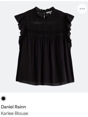Daniel Rainn Black Lace Yoke Ruffle Sleeve Blouse
